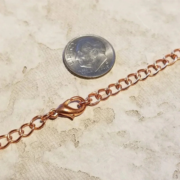 Solid Shiny Pure India Copper Metal 5x4mm Oval Link Curb Chain Necklace 18" Long - Picture 6 of 7